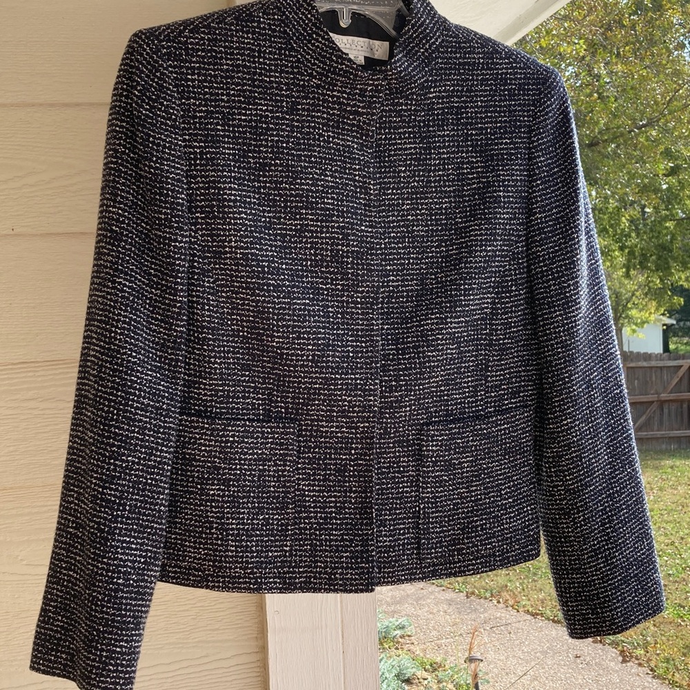 Chic Black and White Tweed BlazerBlack and White Suit Jacket